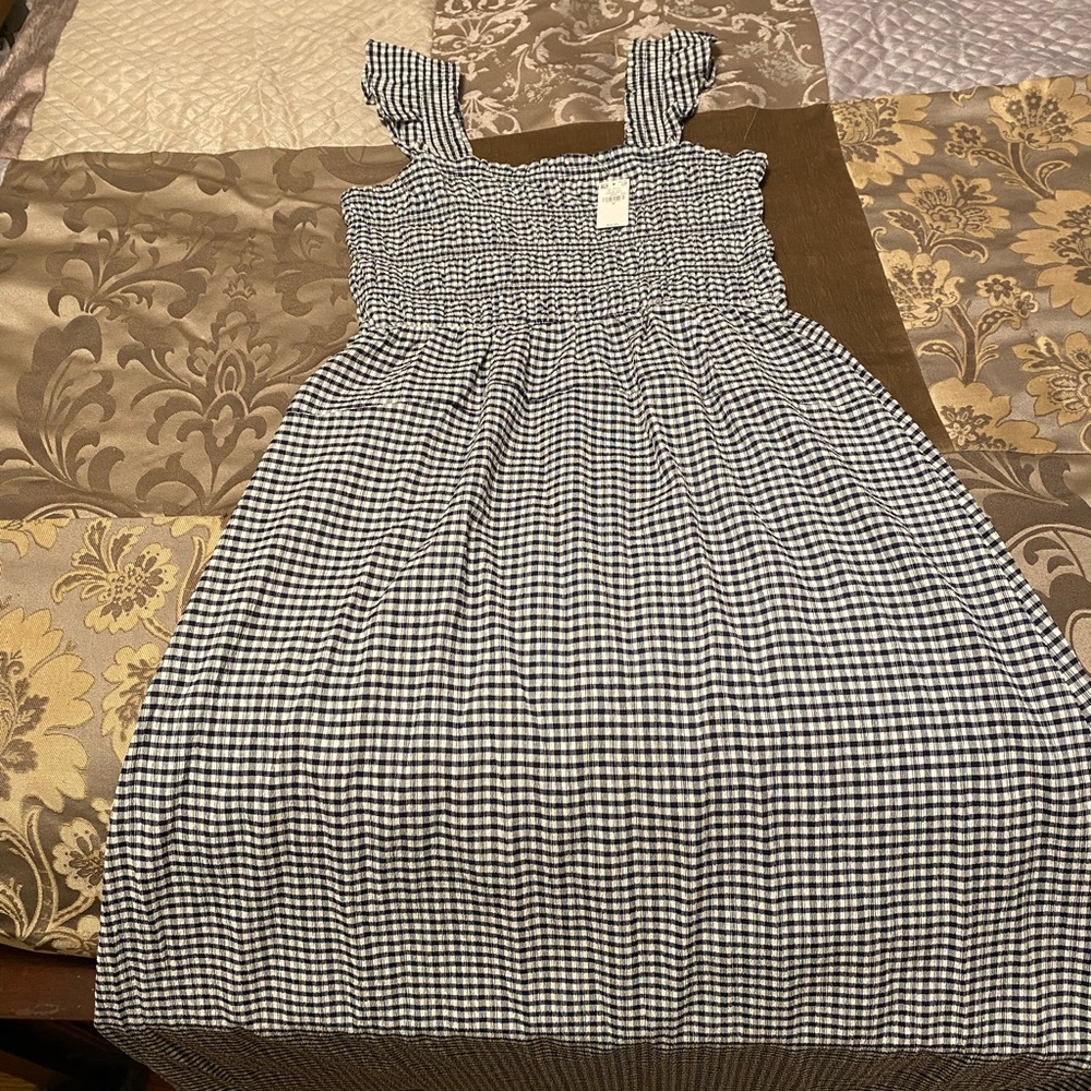 Old Navy Blue and White Gingham Midi Dress - Picture 4 of 4